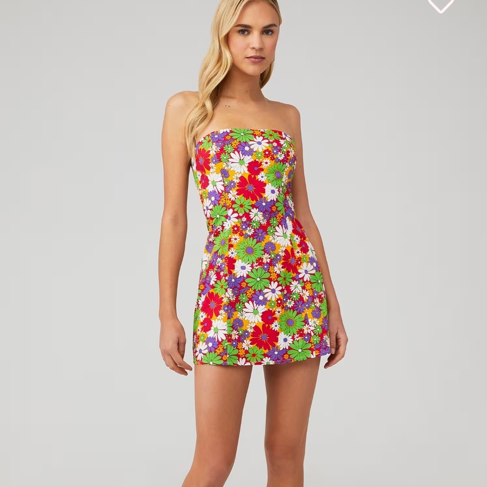 Peppermayo 70s Floral Strapless Mini Dress
